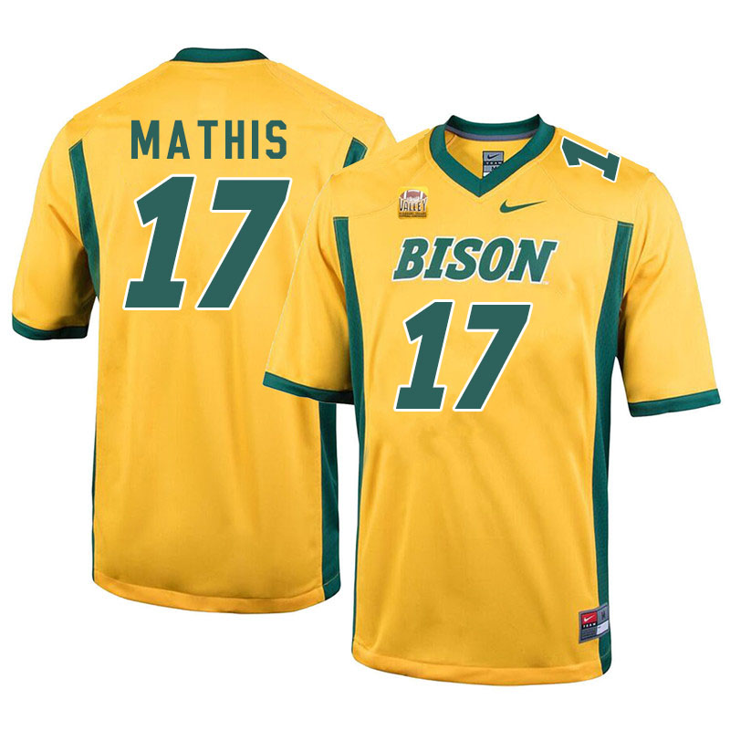 Men #17 Zach Mathis North Dakota State Bison College Football Jerseys Sale-Yellow